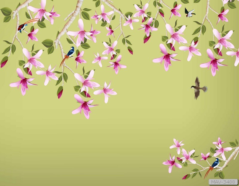 Cành hoa tím và chim MAV-3488